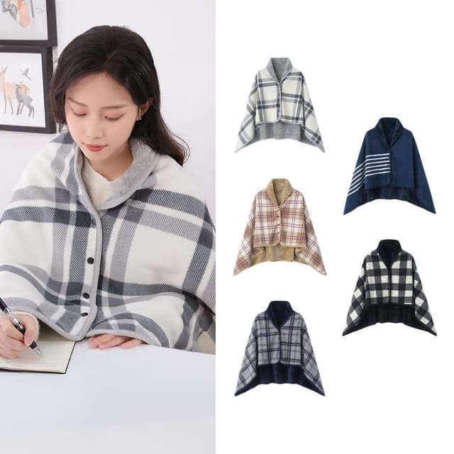 【FANCY LIFE】保暖披肩毯(法蘭絨披肩懶人毯 毯子 午睡毯 保暖毯 空調毯 沙發毯 辦公室毯 交換禮物)