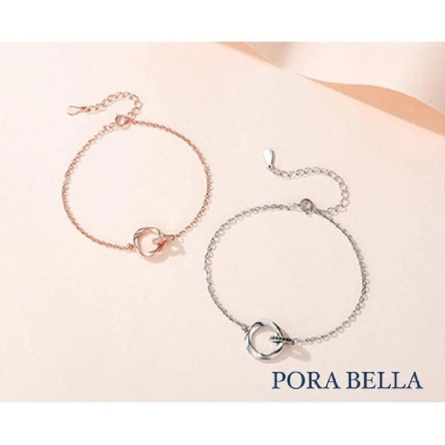 【Porabella】925純銀手鍊 情侶手鏈 白金玫瑰金雙環手鍊 情人節禮物 告白銀飾 Bracelet 一對販售