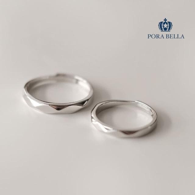 【Porabella】新款925純銀黑白配菱形情侶對戒 韓版指環 情人節禮物 可調開口式對戒 告白禮物 RINGS