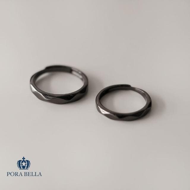 【Porabella】新款925純銀黑白配菱形情侶對戒 韓版指環 情人節禮物 可調開口式對戒 告白禮物 RINGS