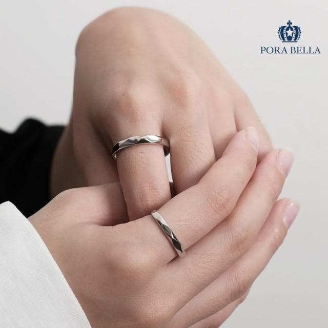 【Porabella】新款925純銀黑白配菱形情侶對戒 韓版指環 情人節禮物 可調開口式對戒 告白禮物 RINGS