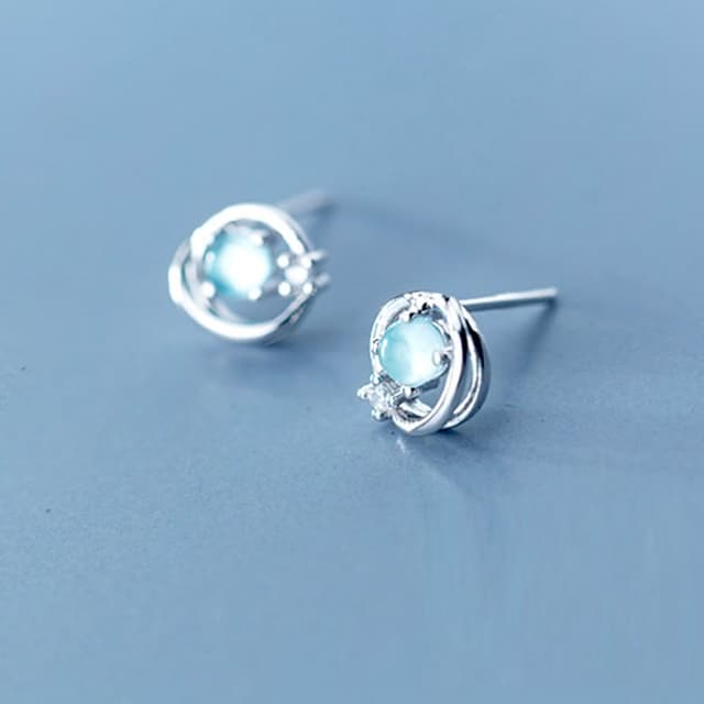 【Porabella】925純銀海洋合成藍寶石耳環 earrings