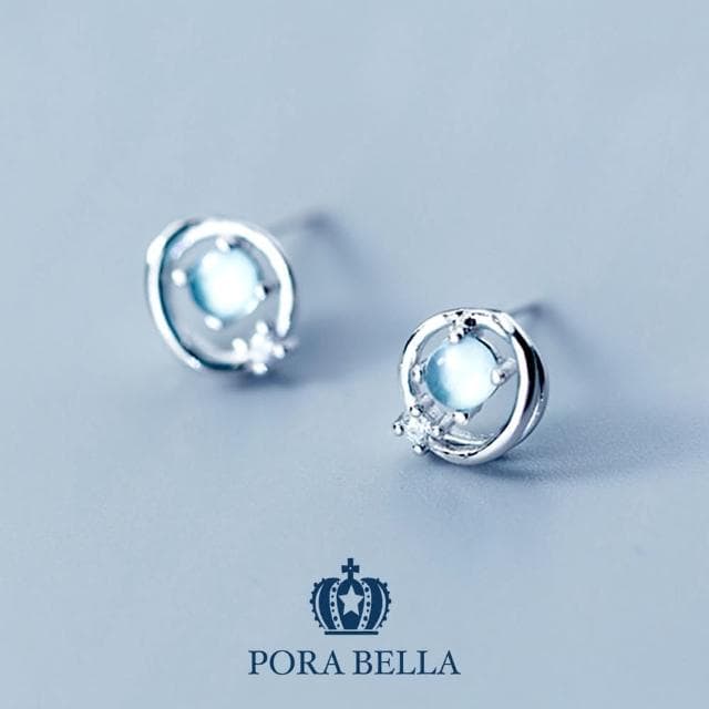 【Porabella】925純銀海洋合成藍寶石耳環 earrings
