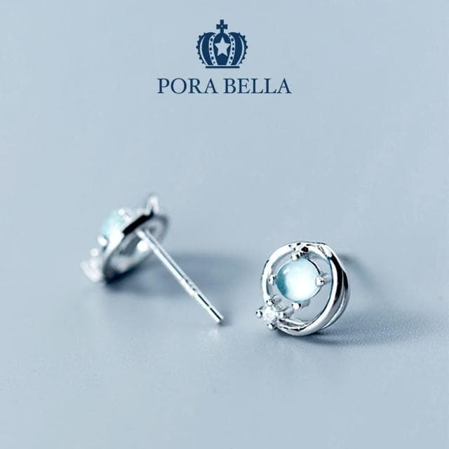 【Porabella】925純銀海洋合成藍寶石耳環 earrings