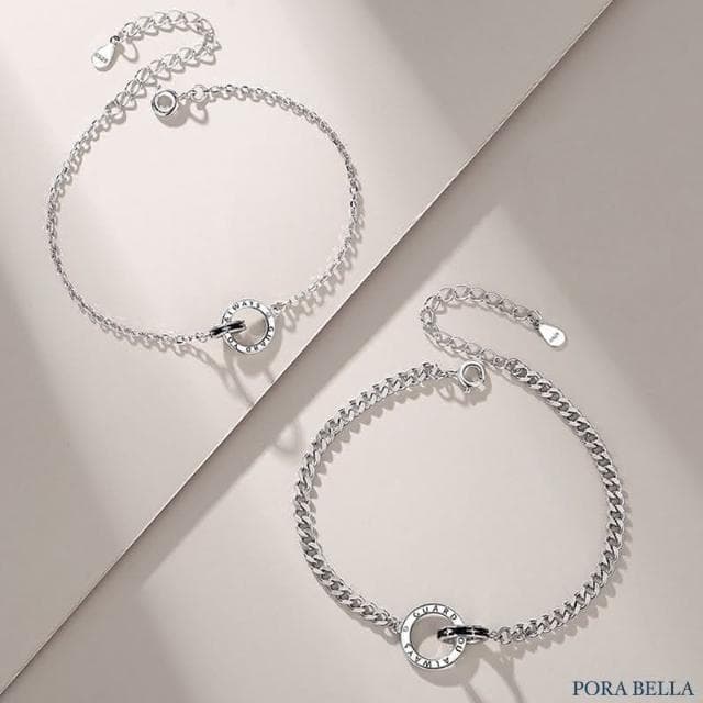 【Porabella】925純銀情侶手鍊 星月守護手鏈 雙環手鍊手鍊 情人節禮物 告白禮物 Bracelets