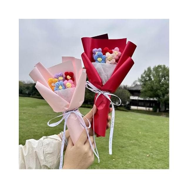 鉤織泡芙花花束(編織花束、迷你花束、情人節、畢業季、教師節、生日禮物)