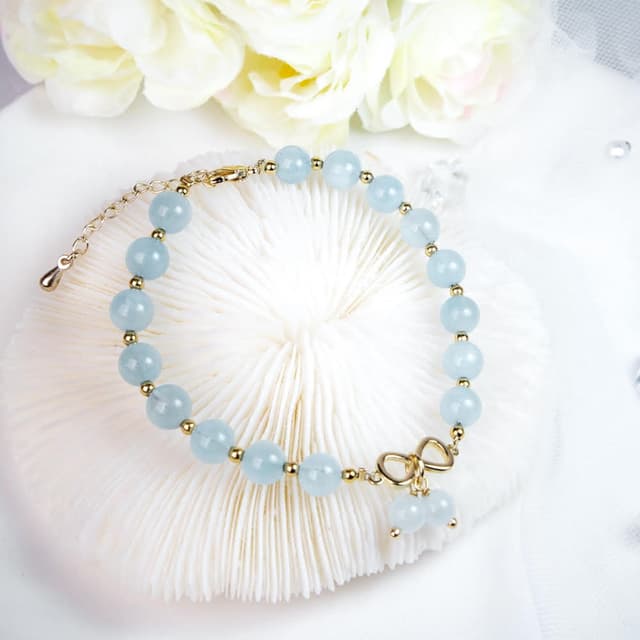 【Dawn Fashion 彤恩時尚】有愛的情感傳遞//自信水晶手鍊//海藍寶 /生日禮物/情人節禮物