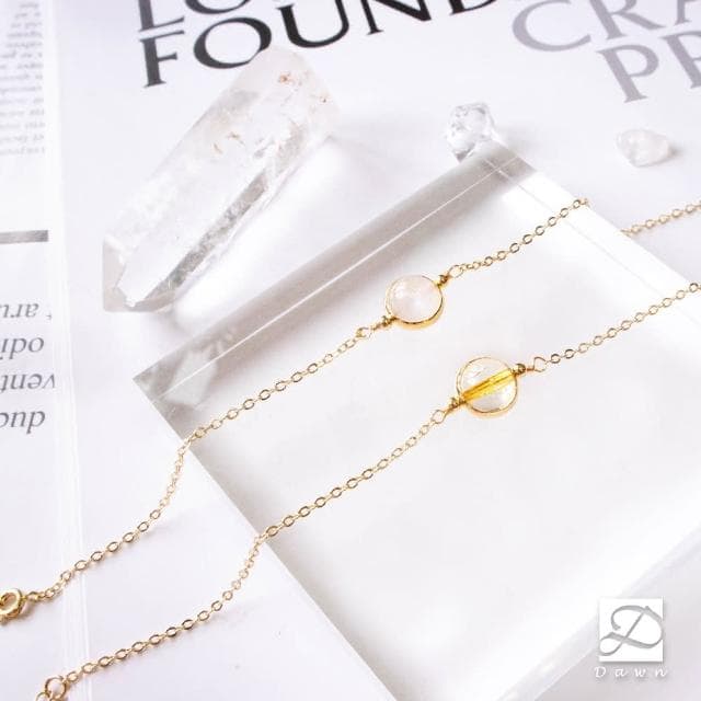 【Dawn Fashion 彤恩時尚】石來運轉//愛情招財水晶手鍊//月光石 黃水晶/生日禮物/情人節禮物