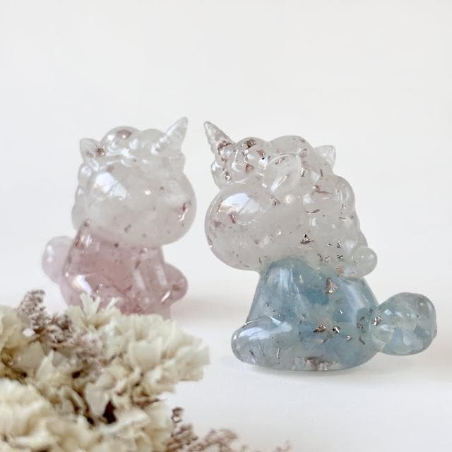【Dawn Fashion 彤恩時尚】夢幻水晶獨角獸 一對燈座組 //粉水晶 海藍寶父親節禮物//生日禮物