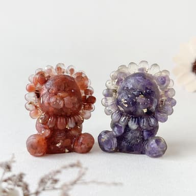 【Dawn Fashion 彤恩時尚】天然水晶 招財 開運萌萌獅 // 原礦碎石 手作水晶擺件/生日禮物/父親節禮物/開幕禮