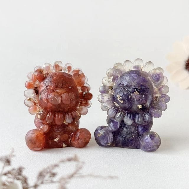 【Dawn Fashion 彤恩時尚】天然水晶 招財 開運萌萌獅 // 原礦碎石 手作水晶擺件/生日禮物/父親節禮物/開幕禮