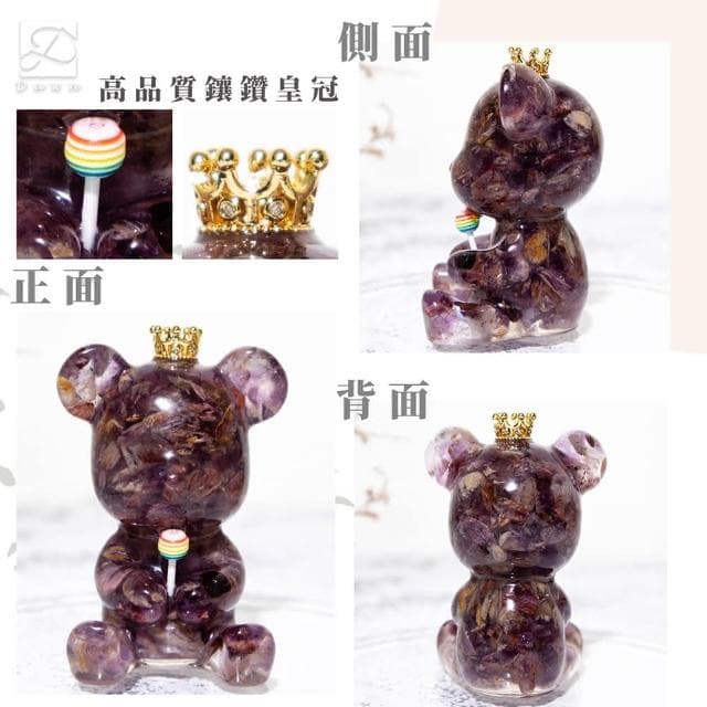 【Dawn Fashion 彤恩時尚】天然水晶 造型水晶熊 抱手款//原礦碎石 虎眼石 綠髮晶 紫幽靈/生日禮物/父親節禮物