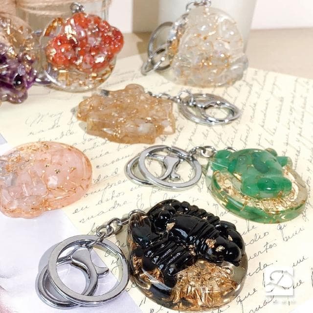 【Dawn Fashion 彤恩時尚】水晶12星座 鑰匙圈 S號 // 原礦碎石 招財開運/生日禮物/父親節禮物/吊飾
