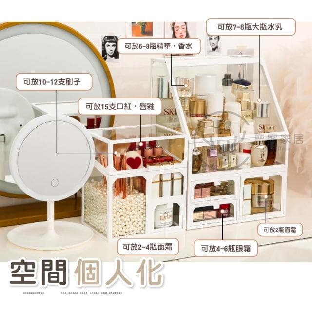 【Fien Home】高質感透明玻璃化妝品收納盒(化妝箱 飾品收納 保養品收納 收納箱)