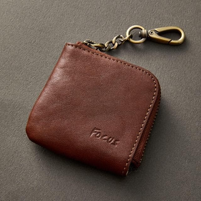 【FOCUS】經典原皮迷你方形拉鍊零錢包/復古小錢包(FTA0092 新品上市！)