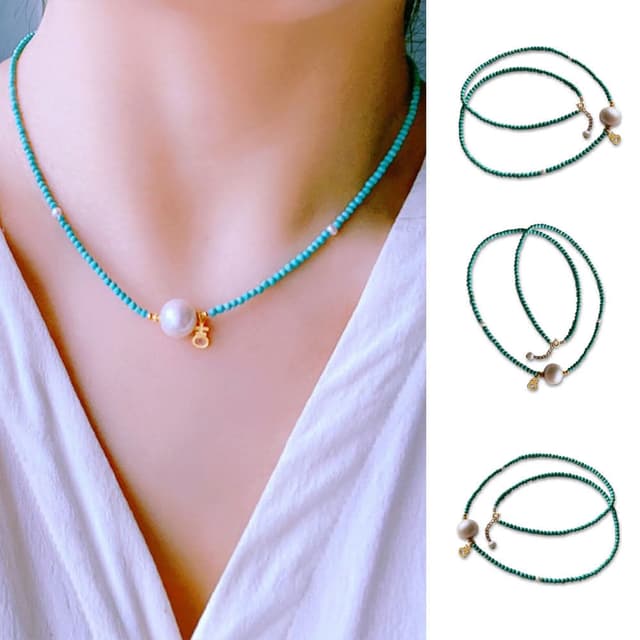 【LEESA】珍珠項鍊\細項鍊\天然飾品\短項鍊\鎖骨鍊\串珠項鍊\波希米亞\珍珠鎖骨鏈\女生飾品\生日禮物