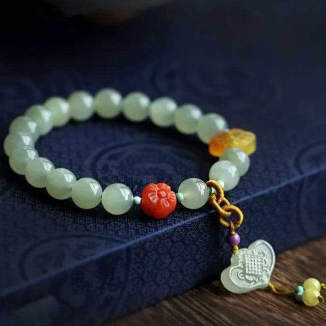 【LEESA】蜜蠟手串\南紅手串\玉手鍊\和田玉手鍊\保平安\中國風手鍊\女飾品\送長輩\生日禮物\串珠手鍊\佛珠