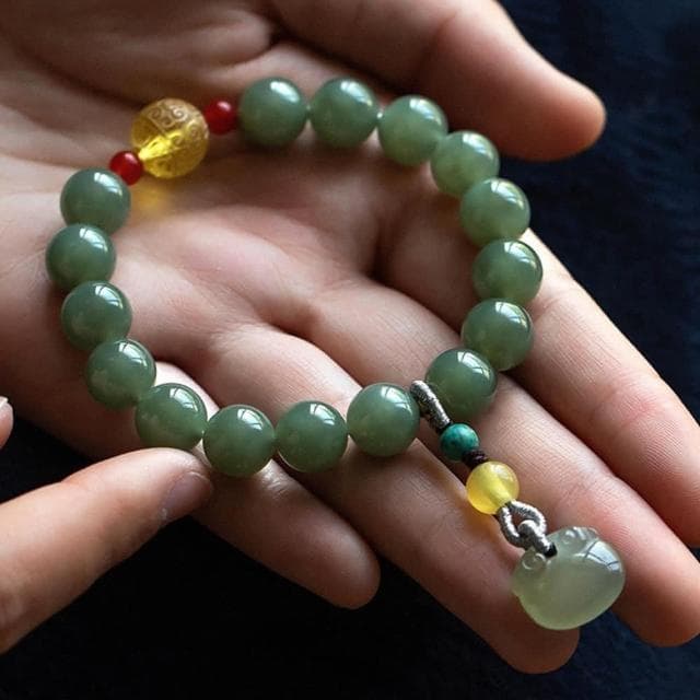 【LEESA】玉手鍊\佛珠\和田青玉手鍊\串珠手鍊\民族風飾品\女生飾品\如意鎖手鍊\送女生\送長輩\保平安\禮物