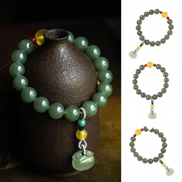 【LEESA】玉手鍊\佛珠\和田青玉手鍊\串珠手鍊\民族風飾品\女生飾品\如意鎖手鍊\送女生\送長輩\保平安\禮物