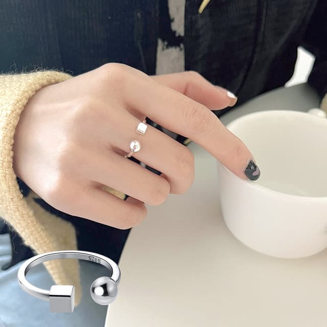 【LEESA】純銀戒指/方形戒指/韓國戒指/可調式戒指/個性戒指/閨蜜戒指/情侶禮物/生日禮物