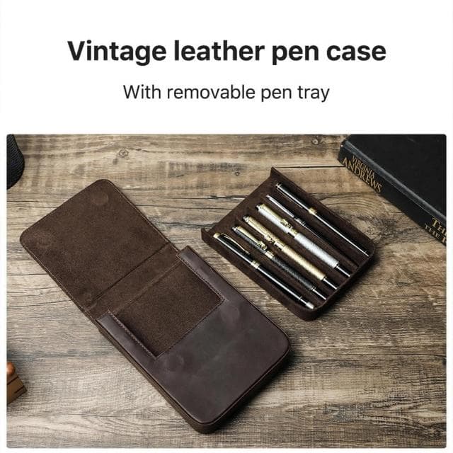 【LEESA】牛皮筆袋\筆盒\收納盒\文具用品\復古筆盒\磁吸筆盒\辦公用品\鋼筆收納盒\針筆收納盒\生日禮物
