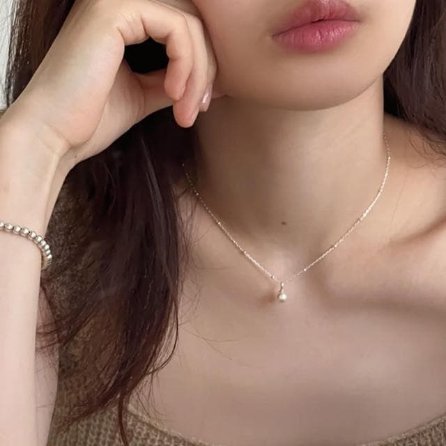 【LEESA】珍珠項鍊\純銀項鍊\可愛項鍊\簡約項鍊\法式項鍊\日系項鍊\氣質項鍊\閨蜜項鍊\情人節禮物