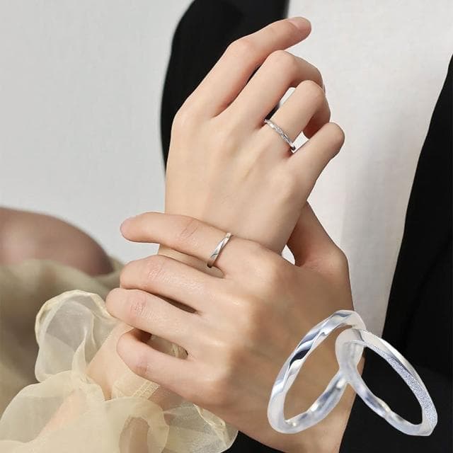 【LEESA】對戒\銀戒指\細戒指\磨砂戒指\可調式戒指\禮物\結婚戒指\訂婚戒指\純銀戒指\素戒指\情侶戒指