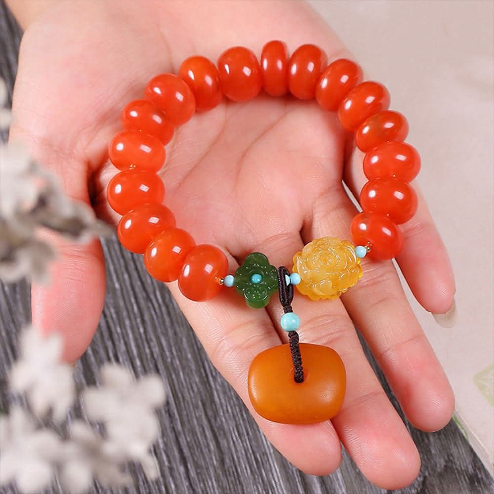 【LEESA】南紅珠手鍊\串珠手鍊\蜜蠟佛珠\碧玉手串\手鍊\送長輩\禮物\玉手鍊\保平安手鍊\避邪手鍊\粗手鍊