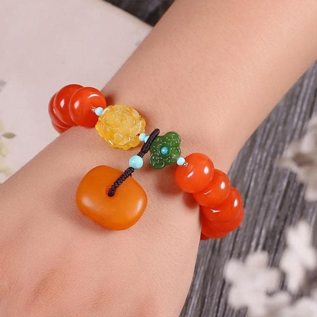 【LEESA】南紅珠手鍊\串珠手鍊\蜜蠟佛珠\碧玉手串\手鍊\送長輩\禮物\玉手鍊\保平安手鍊\避邪手鍊\粗手鍊