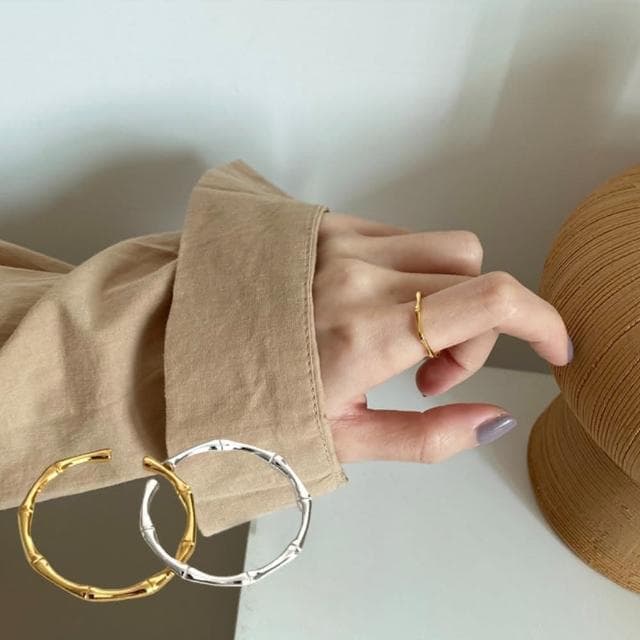 【LEESA】竹節戒指\開口戒指\細戒指\情侶禮物\女朋友禮物\朋友送禮\925純銀戒指\百搭戒指