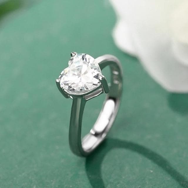 【LEESA】鋯石戒指\指環\純銀戒指\愛心戒指\高級感\歐美戒指\銀戒\銀飾\閨蜜戒指\送長輩\送女生\小禮物\生日禮物