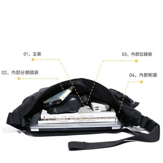 【LEESA】尼龍斜背包\工裝包\斜背包\大包包\男包包\女包包\韓國斜背包\多功能包包\休閒郵差包\黑色包包\禮物