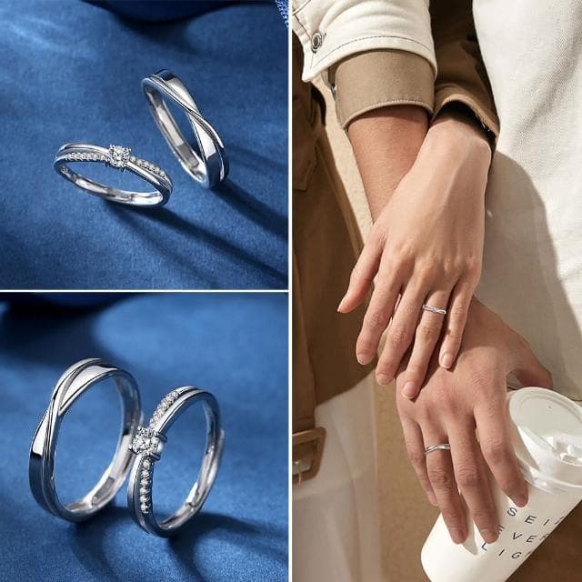 【LEESA】情侶對戒\純銀戒指\求婚戒指\氣質戒指\鋯石戒指\可調節\情人節禮物\對戒\戒指\銀戒\百搭飾品
