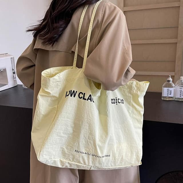 【LEESA】大容量包包\通勤單肩包\包包\帆布袋\大包包\托特包\黃色帆布包\韓國包包\小眾包\禮物\肩背包\購物袋\a4包