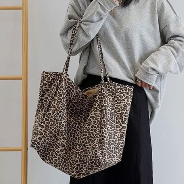 【LEESA】豹紋包包\通勤包\女包\男包\情侶包\包包\單肩包\購物袋\生日禮物\帆布包\托特包\大容量包包\托特包\媽媽包\