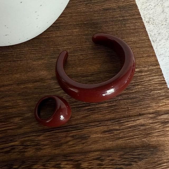 【LEESA】樹酯手鐲\生日禮物\手環\簡約\大圈口手鐲\閨密手鐲\禮物\交換禮物\小眾設計\時尚設計感\ins風\男女通用\