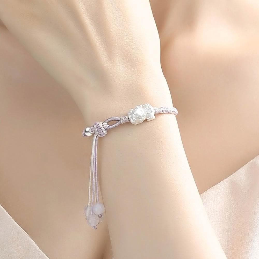 【LEESA】水晶手鍊\飾品\999純銀\閨蜜手鍊\手工編織\手鍊手環\招財手鍊\貔貅\招財納福\保平安\流蘇\生日禮物