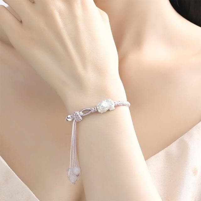 【LEESA】水晶手鍊\飾品\999純銀\閨蜜手鍊\手工編織\手鍊手環\招財手鍊\貔貅\招財納福\保平安\流蘇\生日禮物