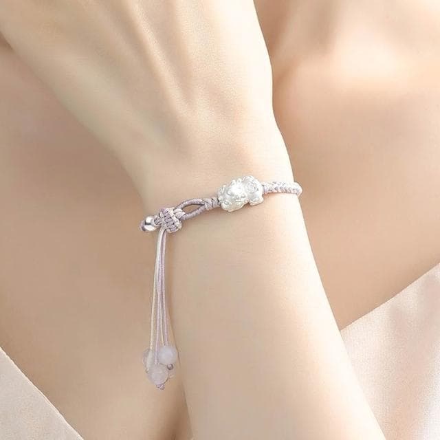 【LEESA】水晶手鍊\飾品\999純銀\閨蜜手鍊\手工編織\手鍊手環\招財手鍊\貔貅\招財納福\保平安\流蘇\生日禮物