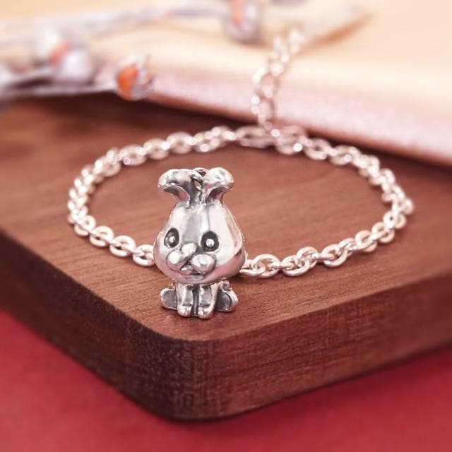 【ART64】純銀兒童手鍊/寶寶手鍊 彌月禮/生日禮物推薦 鴻兔大展 兔寶寶造型 細版