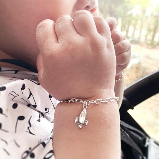 【ART64】純銀彌月禮盒組 寶寶手鍊 新生兒/滿月禮物推薦 逐夢小火箭 兒童銀飾