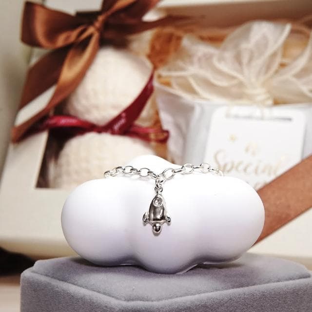 【ART64】純銀彌月禮盒組 寶寶手鍊 新生兒/滿月禮物推薦 逐夢小火箭 兒童銀飾