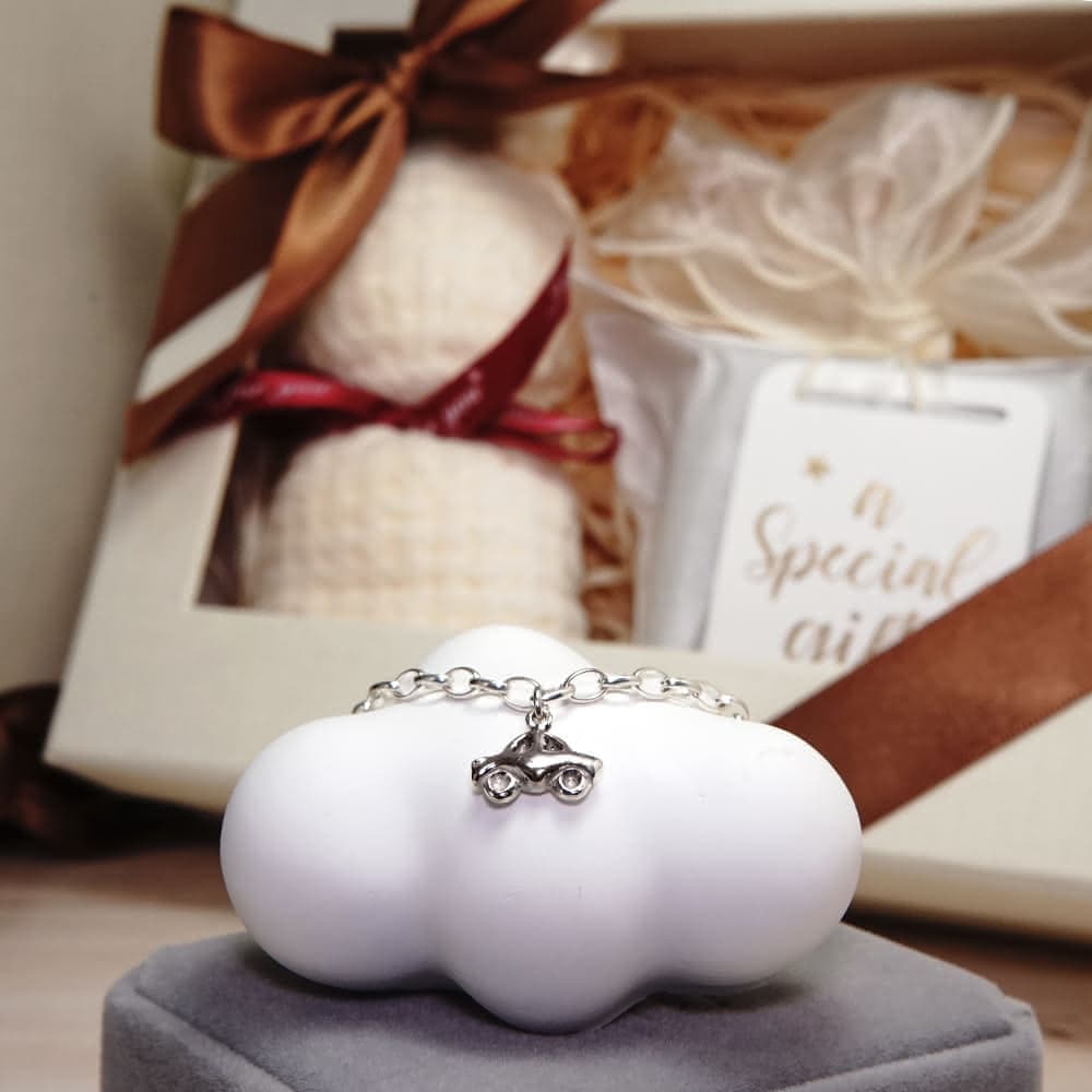 【ART64】純銀彌月禮盒組 寶寶手鍊 新生兒/滿月禮物推薦 幸運小汽車 兒童銀飾