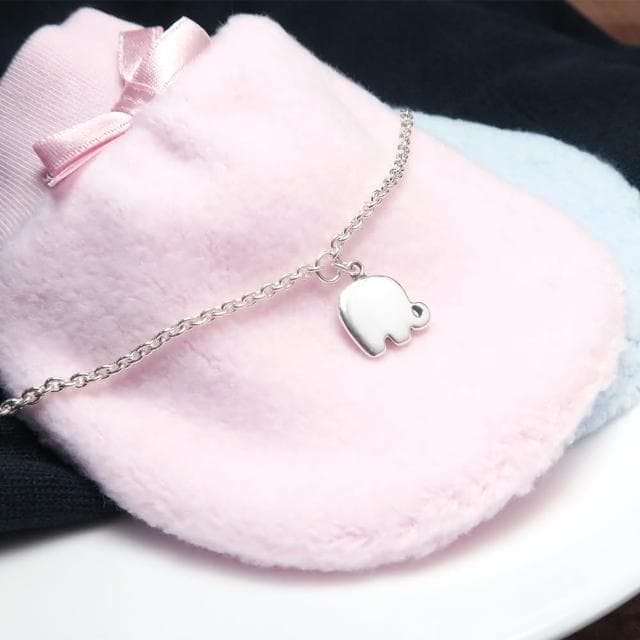 【ART64】純銀彌月禮盒組 寶寶手鍊 新生兒/滿月/彌月禮物推薦 小象寶寶造型 兒童銀飾 細版