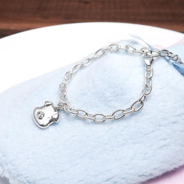 【ART64】純銀兒童手鍊/寶寶手鍊 生日/滿月/彌月禮物推薦 福氣小豬造型 寬版