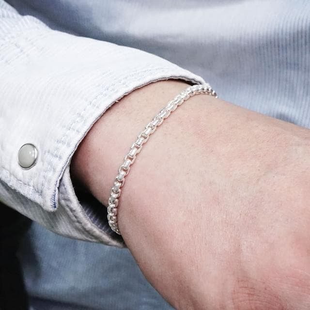 【ART64】純銀 寬版威尼斯手鍊 圓潤版 925純銀手鍊 男生手鍊 女生手鍊