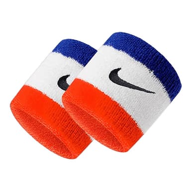 【NIKE 耐吉】SWOOSH 紅藍白色運動腕帶護腕 速乾吸濕排汗透氣材質 棒球健身單車適用 交換禮物(N0001565620OS)