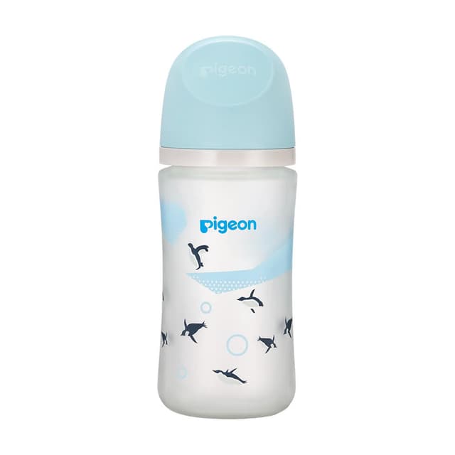 【Pigeon 貝親】第三代母乳實感矽膠護層奶瓶240ml(企鵝款/貝親奶瓶/寬口奶瓶；寶寶共和國)