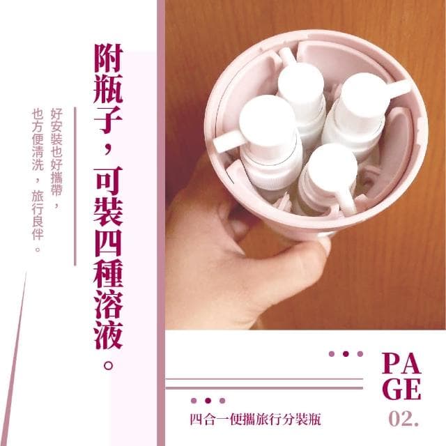 【蕉蕉購物】四合一便攜旅行保養品分裝瓶按壓瓶 分裝罐 乳液瓶 沐浴瓶 收納瓶 洗髮精 化妝水 酒精 禮物