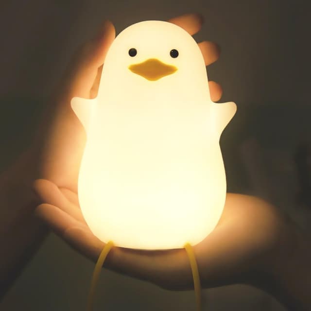 【蕉蕉購物】萌萌小鴨子矽膠拍拍燈小夜燈LED伴眠燈 床頭燈 裝飾品 兒童 情人節 生日 交換禮物